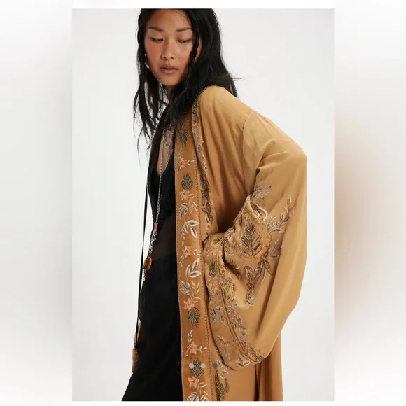 Free People Star Daze Tan Embroidered Duster 🌟 - Picture 1 of 10